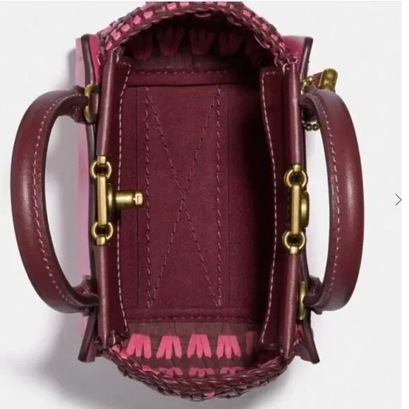 Coach Mini 619 Confetti Pink Troupe Tote 16 With Weaving Purse Handbag Crossbody - Picture 14 of 15